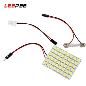 

LEEPEE Car Reading Lamps T10 BA9S Adapter Car-styling 48 LEDs 5050 SMD Panel Bulbs DC 12V Interior Lights Super Bright