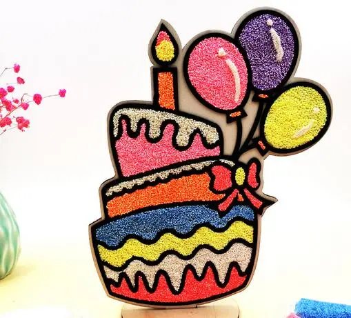 Креативная картина из песка Художественный Деревянный Рисунок доска для детей Снежный жемчуг грязевая игрушка для рисования Diy Цветная ручная роспись детские игрушки