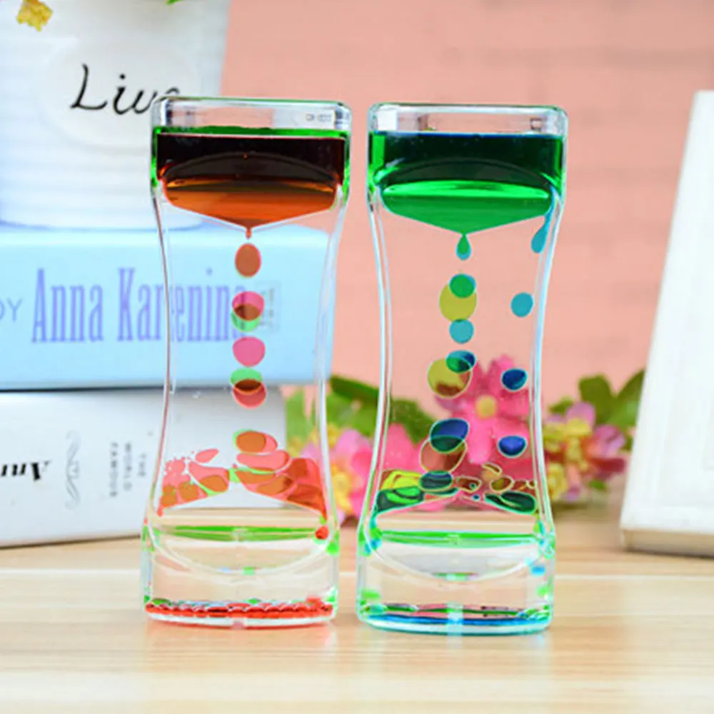 

Illusion Timer Oil Clock 14.5*6*4cm Fashion Oil Hourglass Liquid Motion Slim Shape Creative Mix Color Decoration Toys