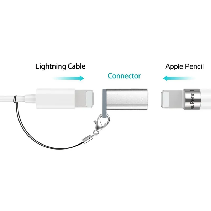 Портативное серебряное зарядное устройство адаптер для Apple Зарядка для стилуса адаптер Женский к женскому адаптеру