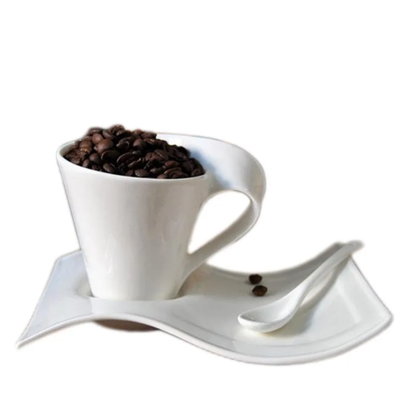 

Brief Drinkware Ceramic White Porcelain Coffee Mugs 80ml/120ml/180ml/250ml Coffee Cup Saucer Kit for Hotel Restaurant Office