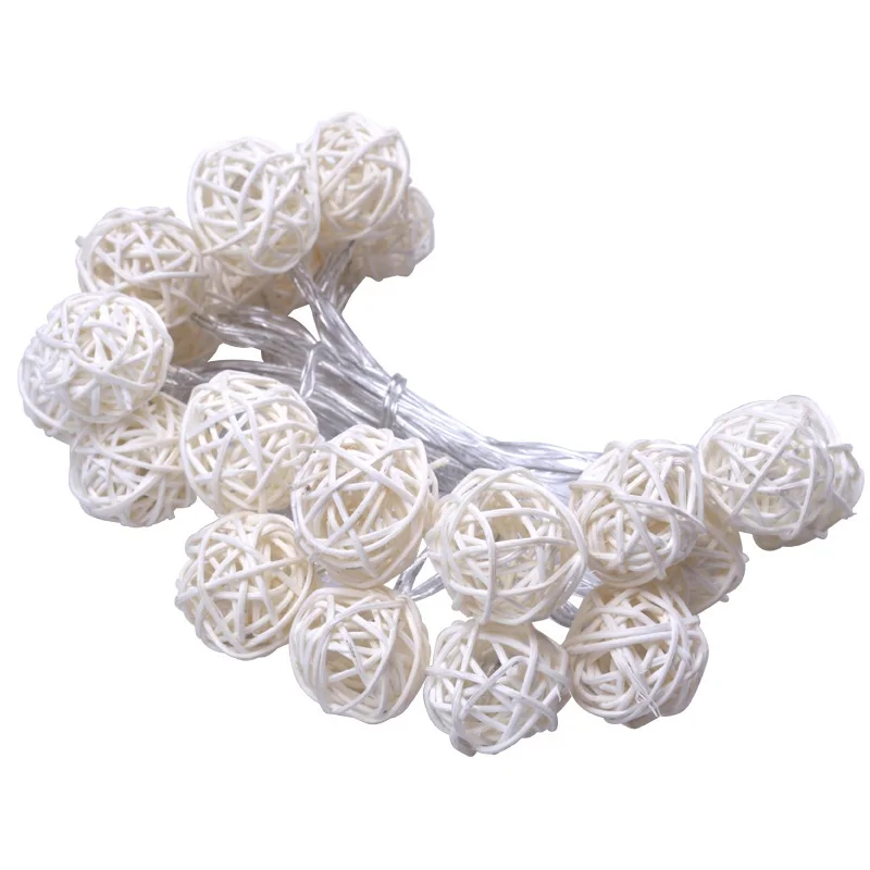 5M 5cm Rattan Ball LED Christams Lights Indoor Wedding Cristmas New Year Decoration LED Fairy String Lights Luces De Navidad