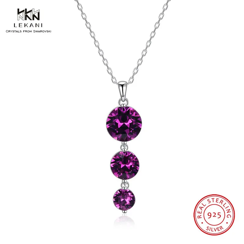 LEKANI кристаллы от Swarovski ожерелье капли воды Кристалл кулон ожерелье 925 Ssterling Silver Fine Jewelry женщины девушка