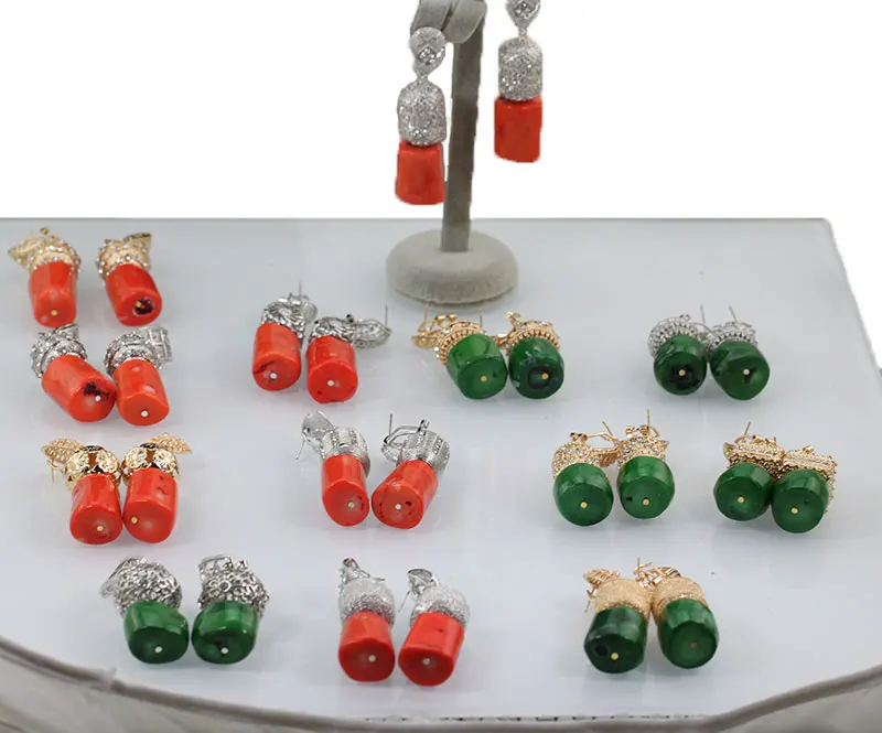 

12 Styles Big Coral Dangel Earrings for Women Office Career Lady Party Costume Jewelry Thick Copper Earrings Jewelry Coral ER010