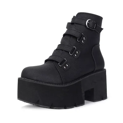 

Winter round head buckle belt women's shoes waterproof platform muffin thick bottom high heel thick heel ladies increased boots