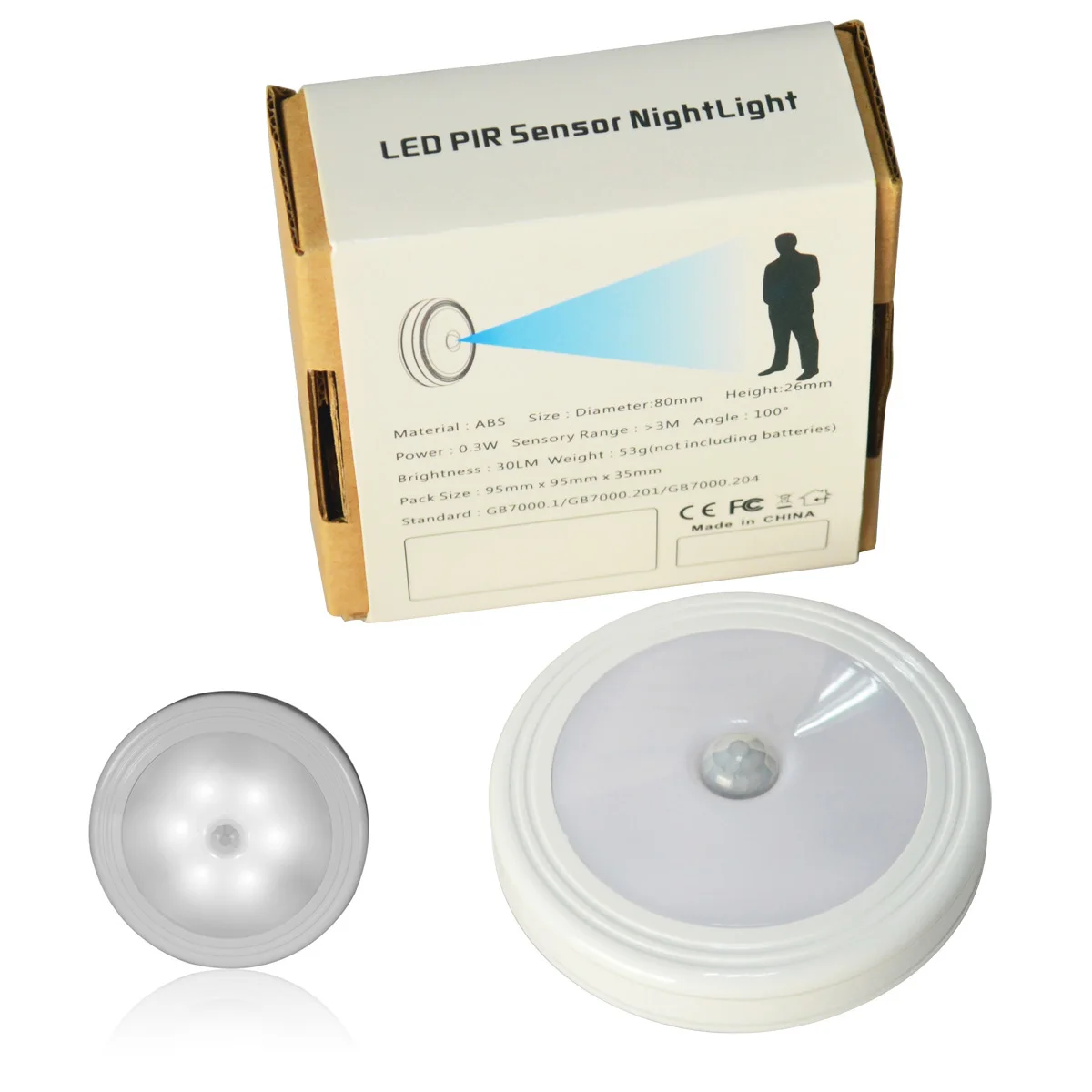

Jiawen Mini PIR Human Body Motion Light Sensor LED Night Light - White