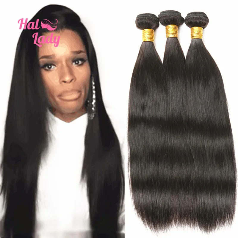 7A Brazilian Hair Weaves Halo Lady Unprocessed Human Hair 10"-30" Brazilian Virgin Hair Straight 3 Bundles Malibu Dollface Hair