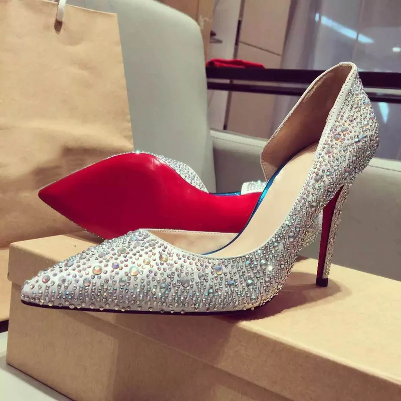 Women Spring Autumn High Fashion Pointed Toe Thin High Heel Crystal Party Shoes Pumps Female Sheepskin Banquet Single Sexy Shoes Women Spring Autumn High Fashion Pointed Toe Thin High Heel Crystal Party Shoes Pumps Female Sheepskin Banquet Single Sexy Shoes