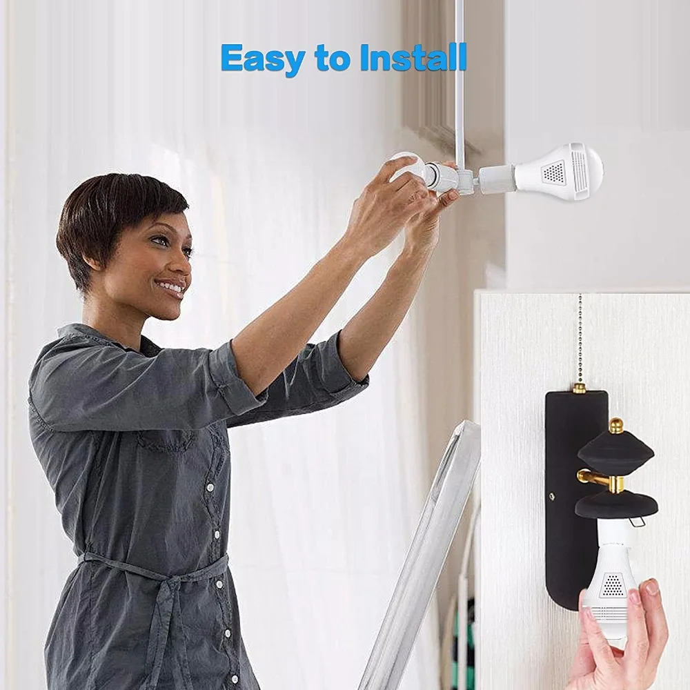 Wifi Panoramic Fisheye 360 degree Camera Wireless IP LED Light Bulb Mini Camera 1.3MP 3D VR 960P Security Bulb WIFI Camera CCTV
