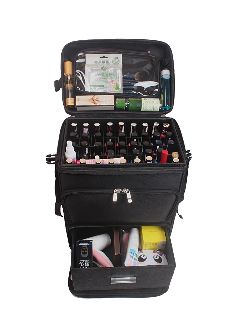Косметички на роликах, холст+ ПВХ гвозди набор инструментов для макияжа, чехол, многослойный багаж, чехол на колесиках, косметичка для путешествий