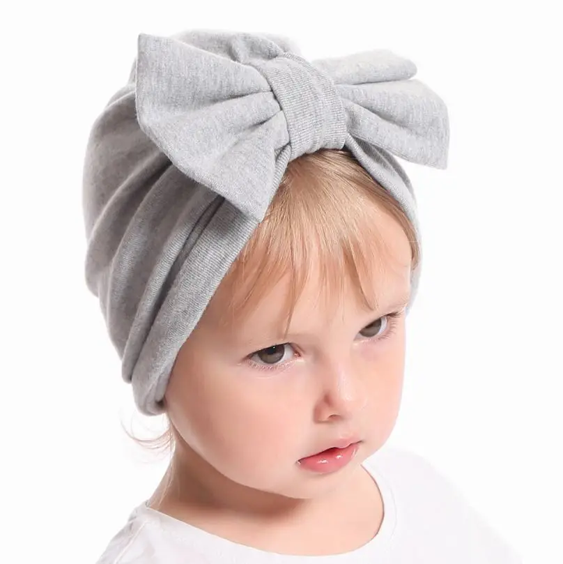 Focusnorm для новорожденных девочек; Больничная шапочка для малышей; удобная Хлопковая шапочка с бантом; однотонная хлопковая шапка - Цвет: Хаки