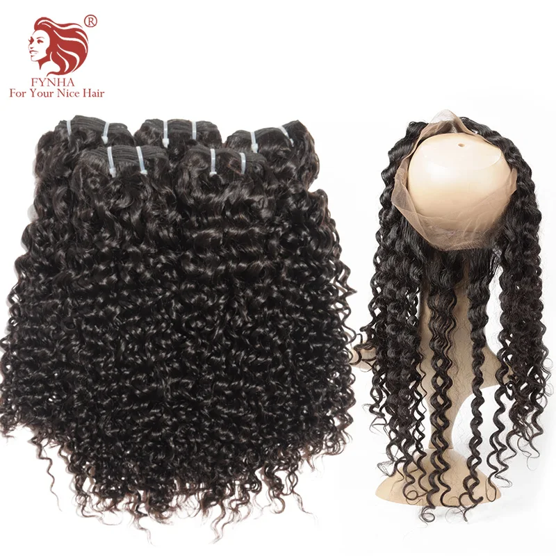 

Lace Frontal With Bundle Indian Deep Curl  360 Lace Frontal Closure With Bundles Indian Virgin Hair 3pcs/lo For Your Nice Hair