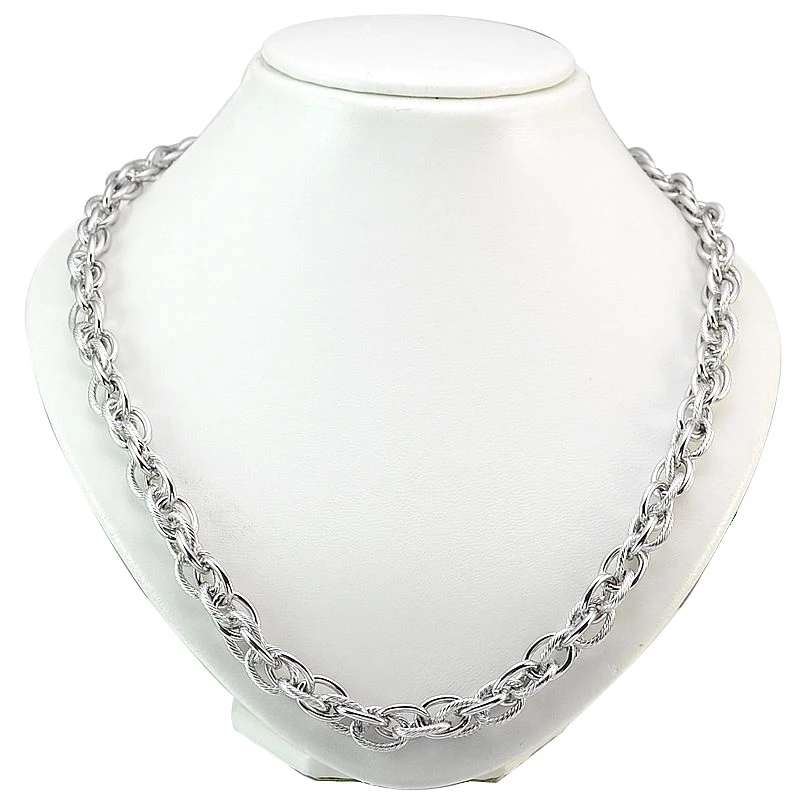 10MM Silver Tone Men's Stainless Steel Oval Double Rolo Chain Necklace 60CM Longin Chain