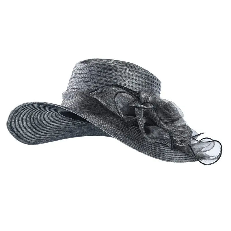 Kajeer летние шляпы для женщин, белая пряжа с большими широкими полями, складная церковная шляпа, Солнцезащитная пляжная кепка, женская шляпа цвета хаки, 1 шт., кепка с солнцезащитным козырьком - Цвет: Gray