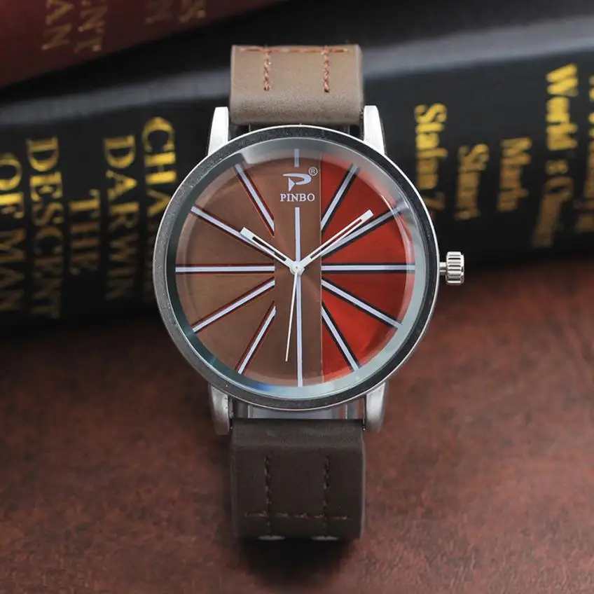 

2018 High Quality Men Watches Fashion Color Strap Digital Dial Leather Band Watch Quartz Analog Wrist Watches 30p