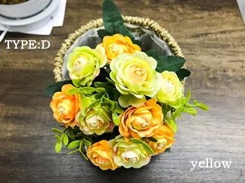 Zinmol красочные шелковые искусственные цветы 15 голова Мини Роза для домашнего декора для свадьбы Маленькие розы цветок букет украшение - Цвет: D yellow
