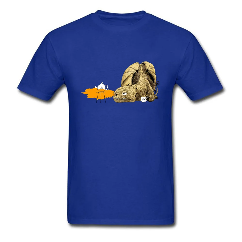  Male T-shirts Dragon making Tea Casual Tops Shirts Cotton Fabric O-Neck Short Sleeve Geek Tee Shirt Summer/Autumn Dragon making Tea blue