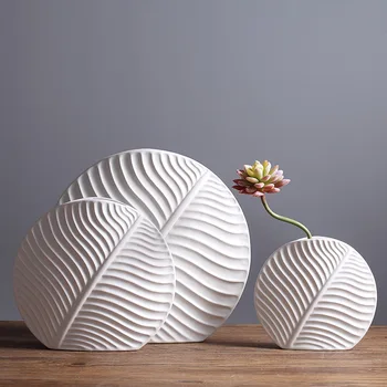 

Nordic Style Ceramic Leaf Vase Modern Minimalist Fashion Living Room Model Flower Decoration Home Decoration Ornaments R1769