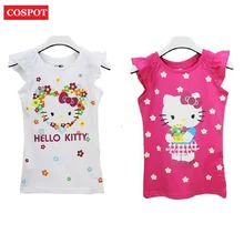COSPOT Baby Girls Hello Kitty Short Sleeve Tshirt Gilr’s Summer T-shirt Children’s Cotton T shirt 2018 New Fashion Arrival 10D
