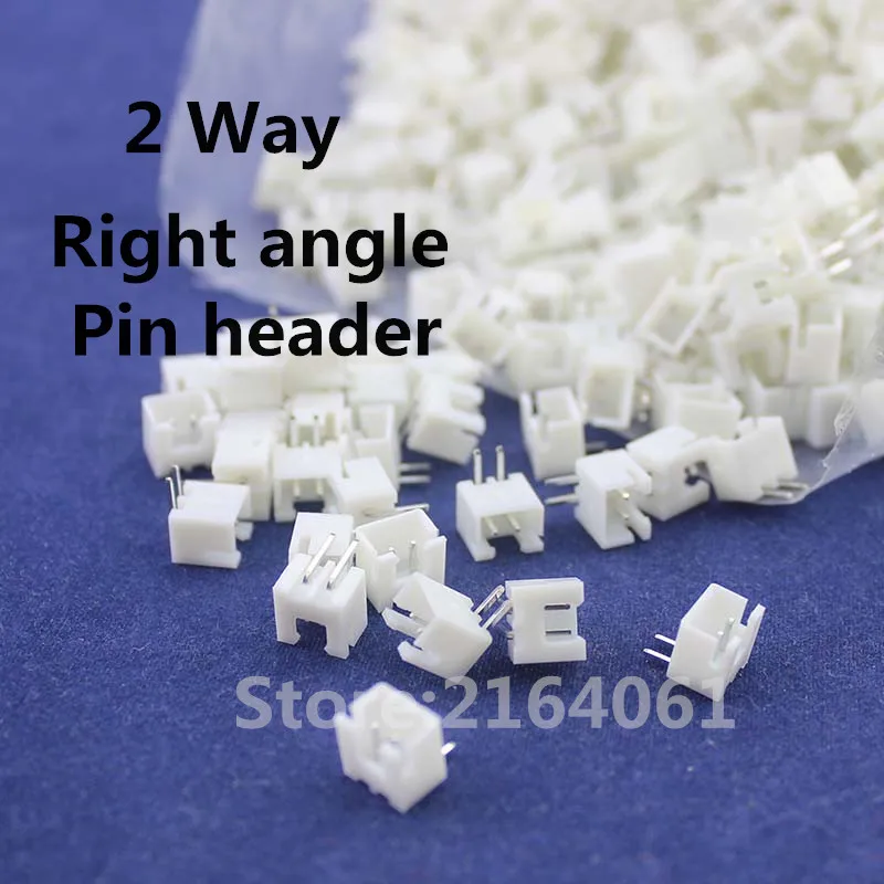 

Free Shipping 100 pcs 2Way Right angle 2.54mm Pitch Pin Header Socket Connector XH-2p