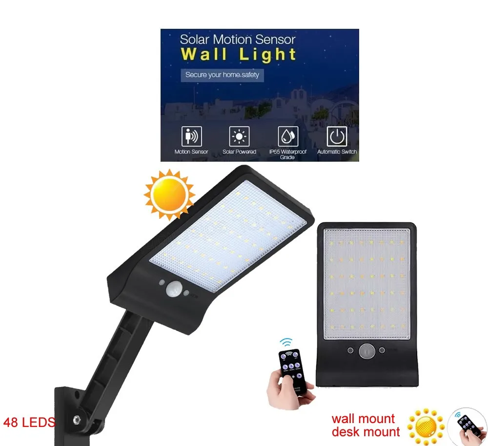

gear lock remote control rotate bracket solar street light 48 LED Solar Lights Power Solar Motion Sensor Outdoor Light,Sol spot