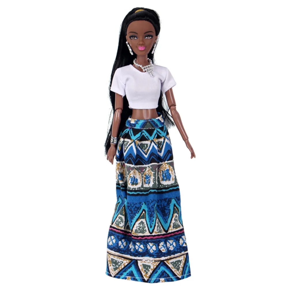 Детские куклы для девочек детские подвижные шарниры африканская кукла игрушка черная кукла лучший подарок игрушка Горячая Распродажа 17dec21 - Цвет: Blue