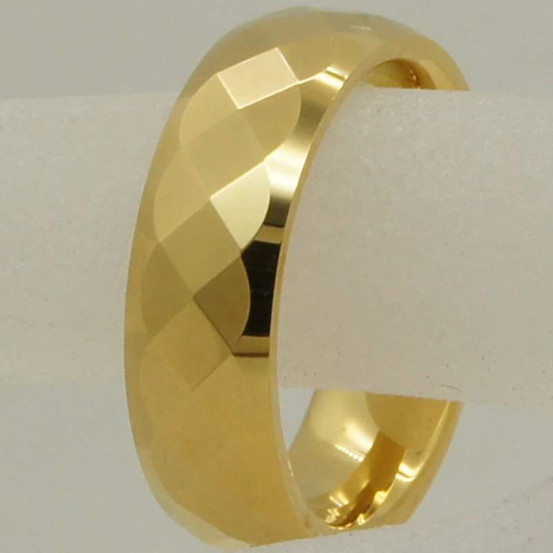 6mm geometrical facet champagne gold plating hi tech scratch proof wedding tungsten ring 1pcin