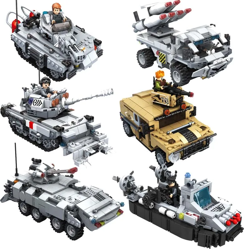 

6 styles WW2 Tank Military SWAT Police Team Building Blocks army soldier Figures city education Toy for Children Christmas gifts