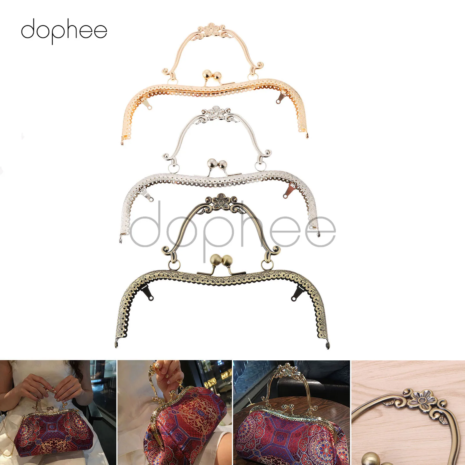 Dophee 1 шт. 20 5 см М винтажная металлическая рамка для кошелька поцелуй застежка