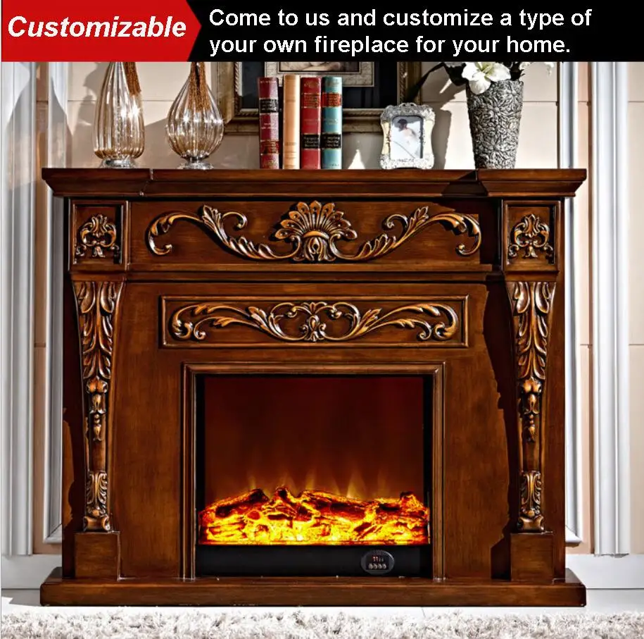 etop Luxury Palace Style Fireplace Mantel Simulate Fire Flame Electric Fireplace Insert