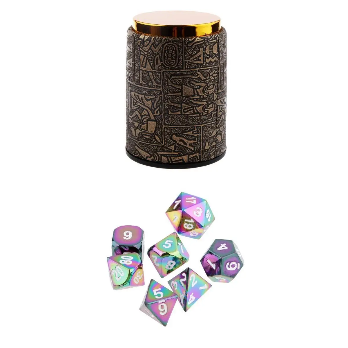 Perfeclan 7 pieces Metal Polyhedral Dice for Dungeons & Dragons Dice Table Games RPG MTG+Dice Cup #5 Party Game Toys