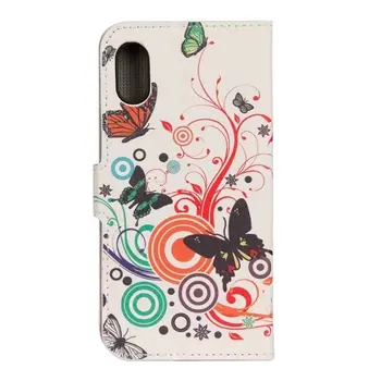 

100pcs/lot Free Shipping Flower Butterfly Owl flag pattern leather Stand Case with card slot For iPhone X