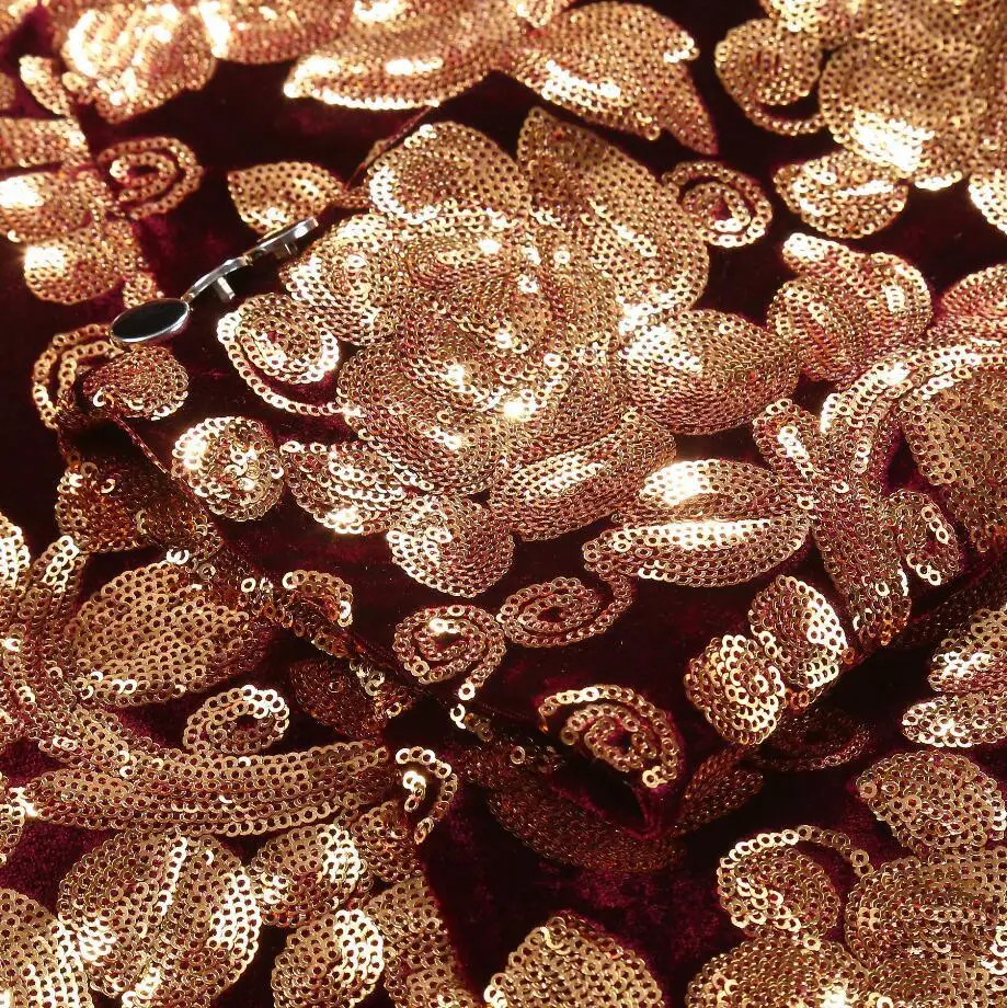 Tanie PYJTRL męski modny szal Lapel wino czerwone aksamitne złote kwiaty cekiny Blazer Plus rozmiar 5XL ubrania sceniczne dla piosenkarki marynarkę