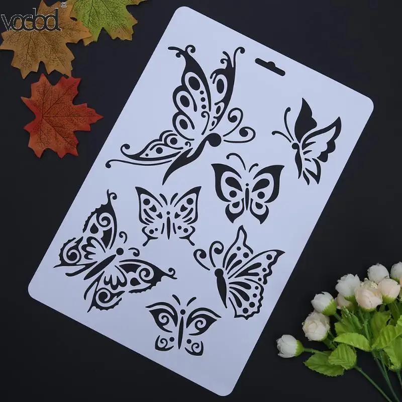 

VODOOL Butterflies DIY Craft Layering Plastic Stencils For Walls Scrapbooking Painting Album Decorative Embossing Paper Cards
