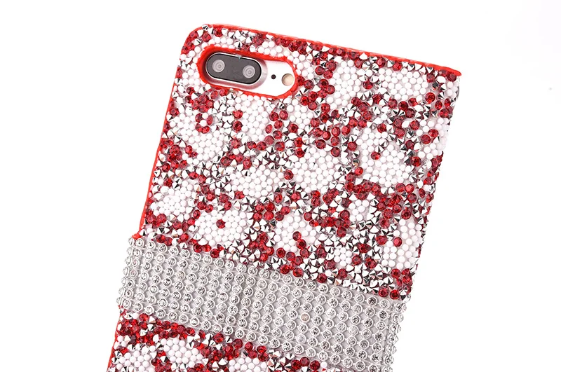 Leopard diamond rhinestone leather case iphone 6 6s 7 8 plus (29)