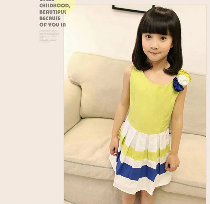 baby girls dress Fashion dress Splice Dimensional flowers Beautiful princess girl party dress vetement enfant fille robe vestido (1)