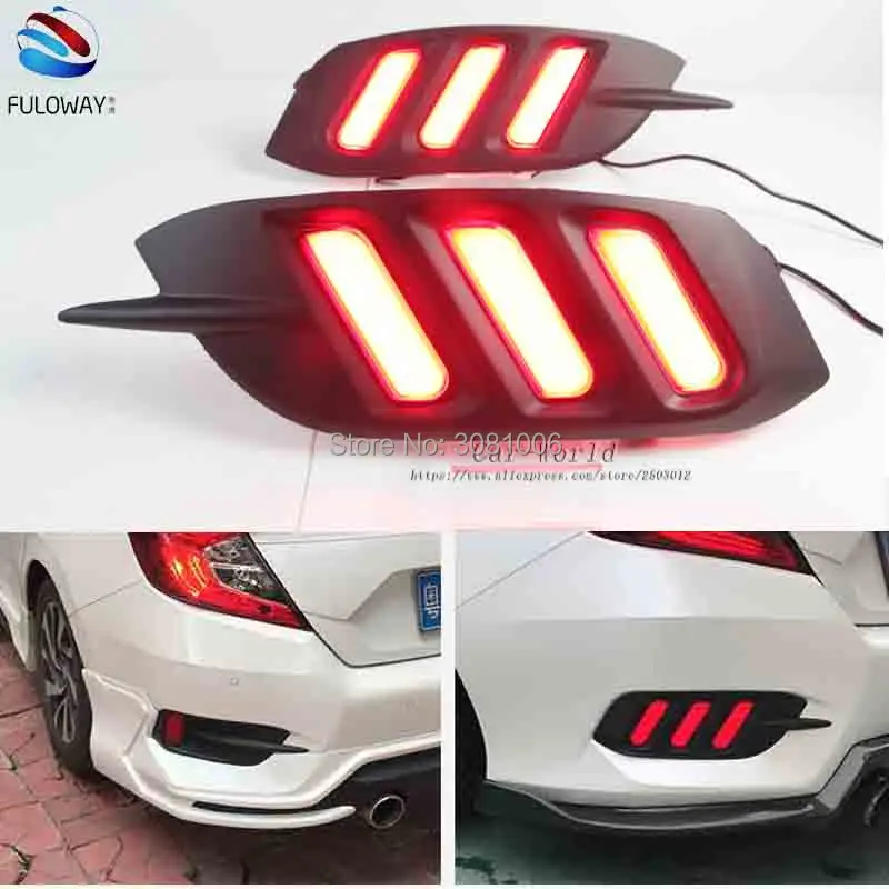 For Honda Civic 10th 2016 2017 LED Tail Light Assembly Brake DRL