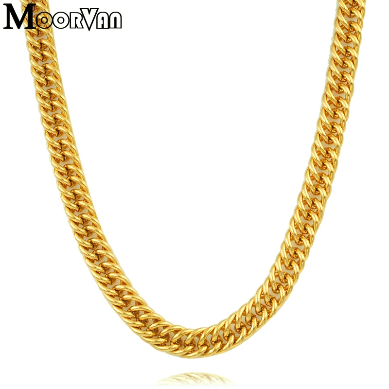 

Moorvan cool man necklace gold color stainless steel chain for women curb link hiphop jewelry VN433