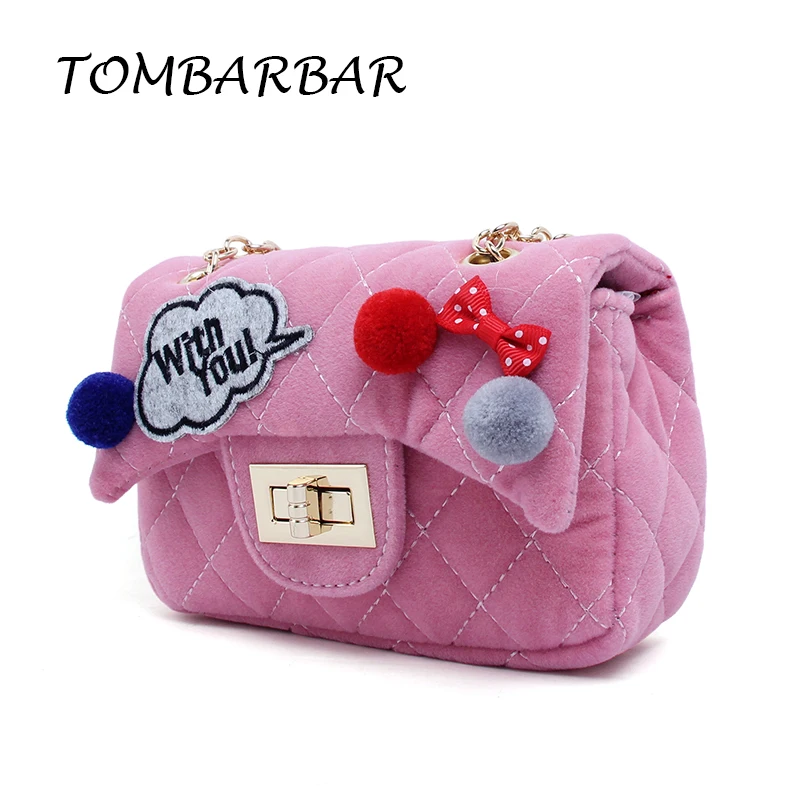 TOMBARBAR Diamod Lattice little girls handbag lovely pink small bags