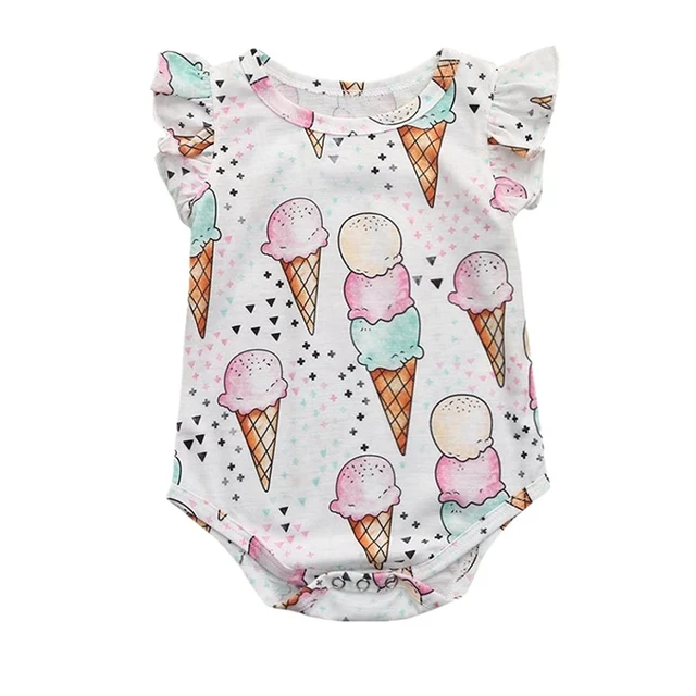 Newborn Infant Toddler Baby Girl Ice Cream Cotton Sleeveless Romper