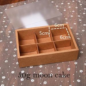 4 и 6 упаковок ящик из крафт-бумаги Праздник середины осени луна торт коробка Матовый Прозрачный яичный желток слоеные Кондитерские упаковочные коробки - Цвет: 2