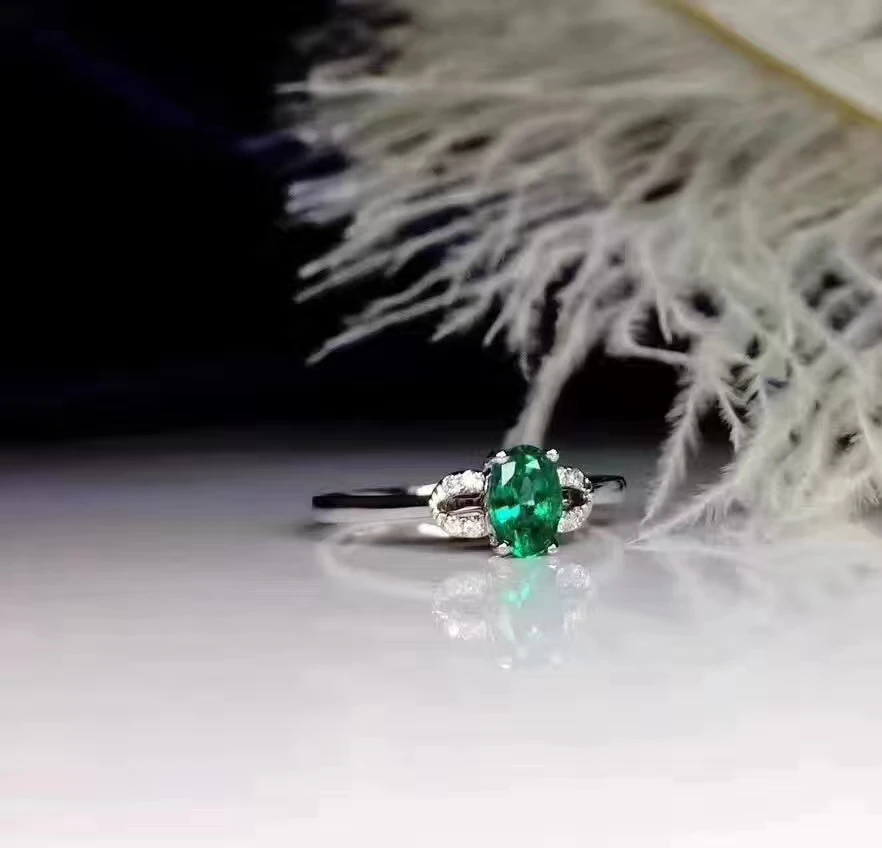 Кольцо с натуральным зеленым Изумрудом и драгоценным камнем, кольцо с натуральным драгоценным камнем из серебра 925 пробы, Трендовое элегантное компактное ювелирное изделие для женщин