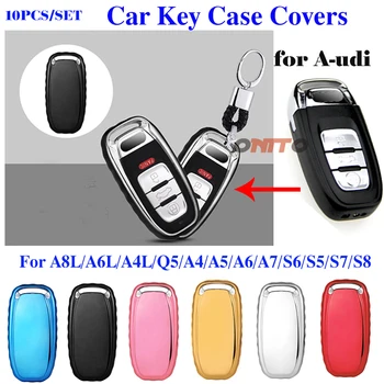 

Coloful 10SET TPU Car Key Case bag holder shell +zinc Alloy Keychain car Accessorie For A8L A6L A4L Q5 A4 A5 A6 A7 S6 S5 S7 S8