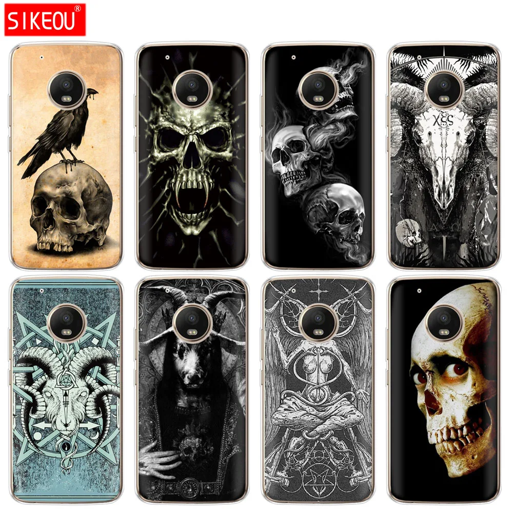 

silicone case phone cover For Motorola Moto G6 G5 G5S Z2 Z3 PLAY PLUS X4 E4 E5 C satanic scary skull