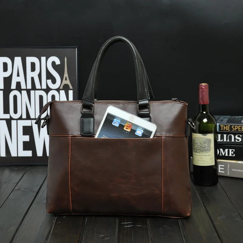 Офисные Сумки для мужчин Portafolio рабочая сумка A4 файл данных сумка Sac De Travail Homme S искусственная кожа кофе Бизнес Портфели Новый