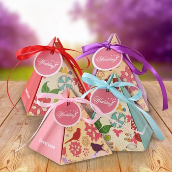 

20pcs Free shipping wedding gift candy box Flower ribbon gift Sugar box Festive festive candy gift box Child candy box