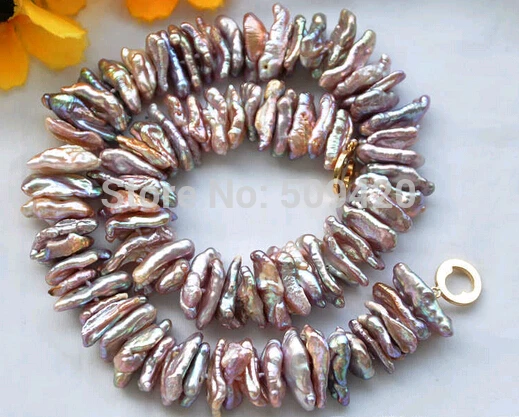 

~~ Free Shipping>>New Style DENS LAVENDER BIWA FRESHWATER PEARL NECKLACE 17inch