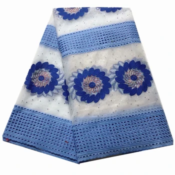 

100% cotton african lace fabric 2019 high quality lace swiss voile lace mix french net lace with stones