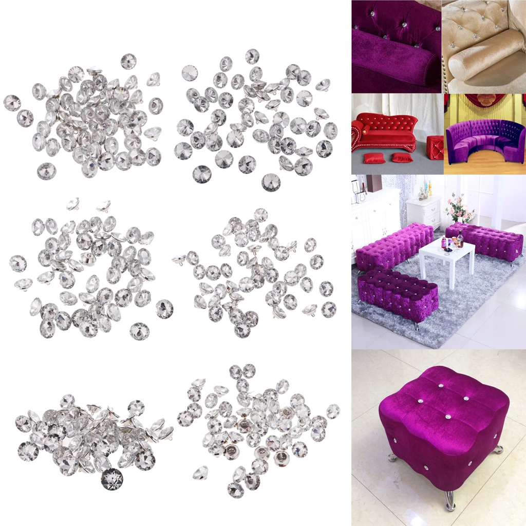 New Hot 50pcs Gorgeous Crystal Shank Buttons for Sofa Headboard Upholstery DIY Decoration 20