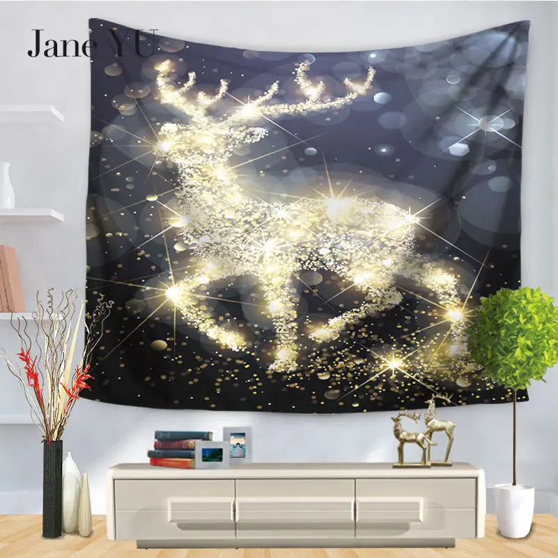 

JaneYU 2019 New Arrival 100% Polyester Printed Jacquard Woven Cartoon Aubusson Tapestry For Chirstmas